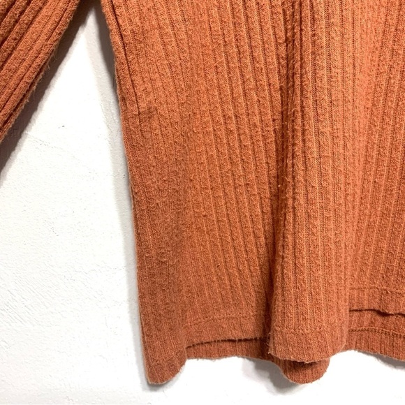 Madewell Brushed Rib Pleat-Sleeve Top Rust Orange 3/4 Sleeve Sweater size Large - Picture 9 of 10